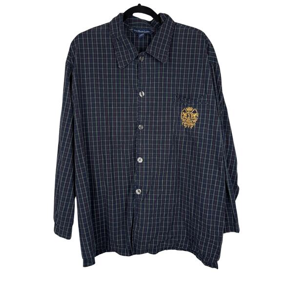 Polo Ralph Lauren 100% Cotton Embroidered Plaid Flannel Button Down Shirt -Large - Picture 1 of 5